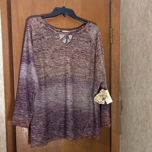 NWT Women’s L ONE WORLD Gradient Purple Long Sleeve Top